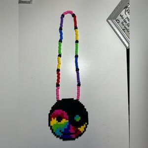 Colorful Ying yang perler Beaded Necklace